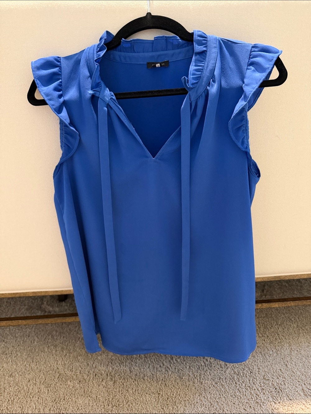 Ann Taylor Blue Ruffle Tie-Neck Camisole